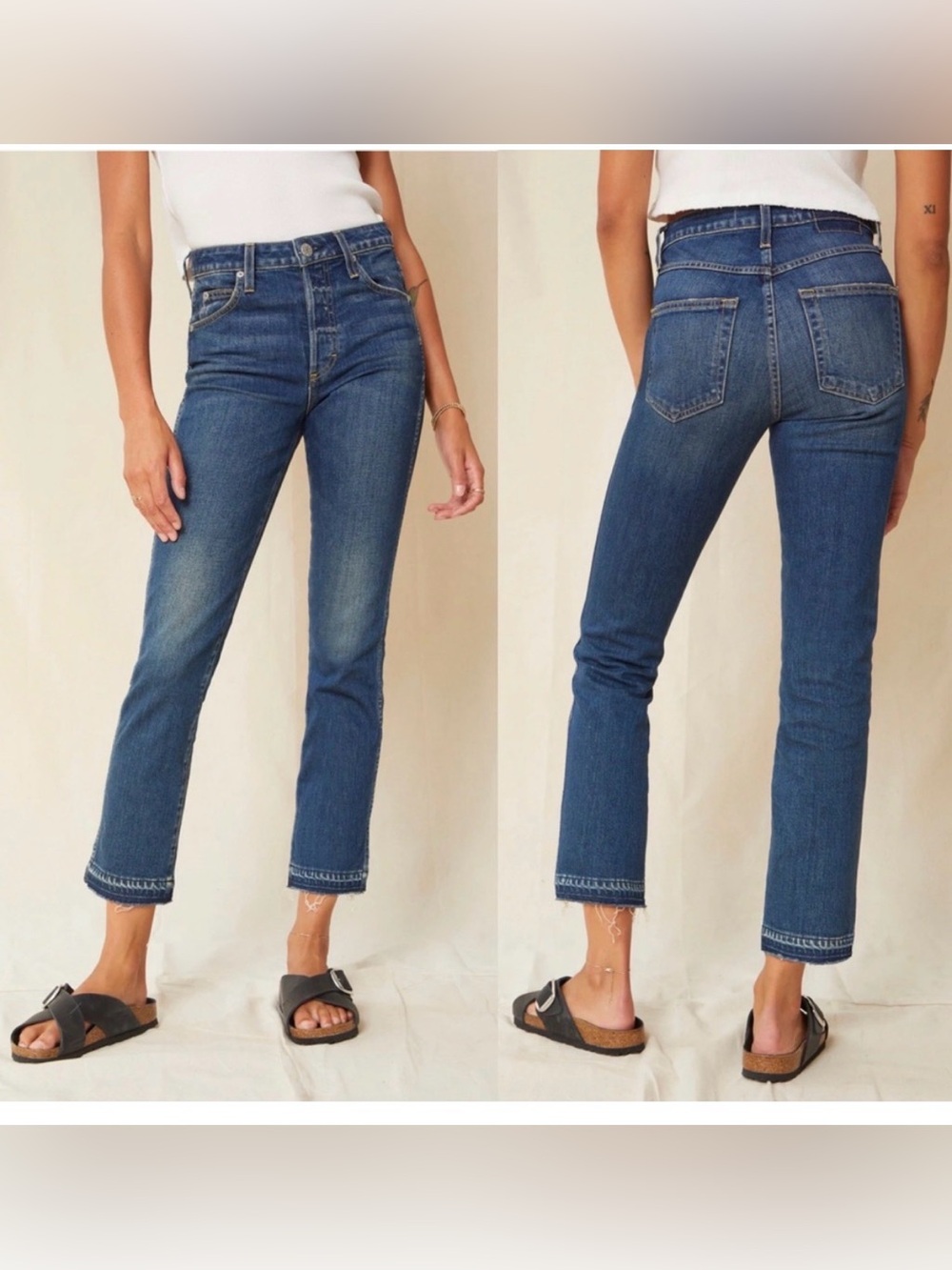AMO Babe High-Rise Crop Slim fit Jeans in True Blue Size 31